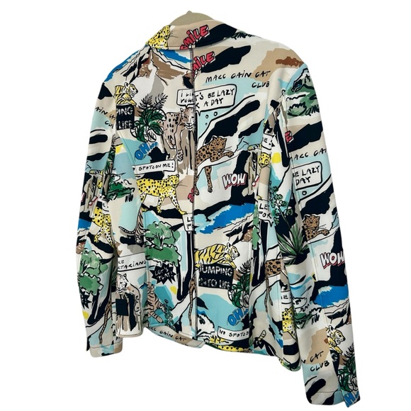 Marc Cain Cartoon Print Blazer Sz 8 Deep Sea - Picture 7 of 16